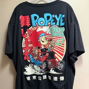 Popeye Tokyo Racing Graphic Tee Black 3XL Large Back Print